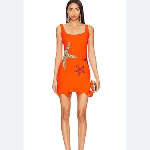 Leslie Amon ($487) Starfish Mini Dress in Orange - Large